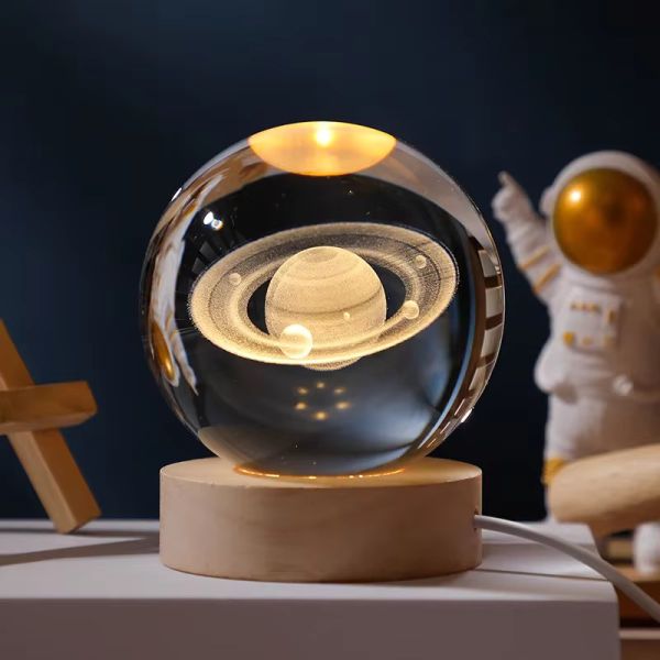 3D Color Changing LED Crystal Ball – Saturn